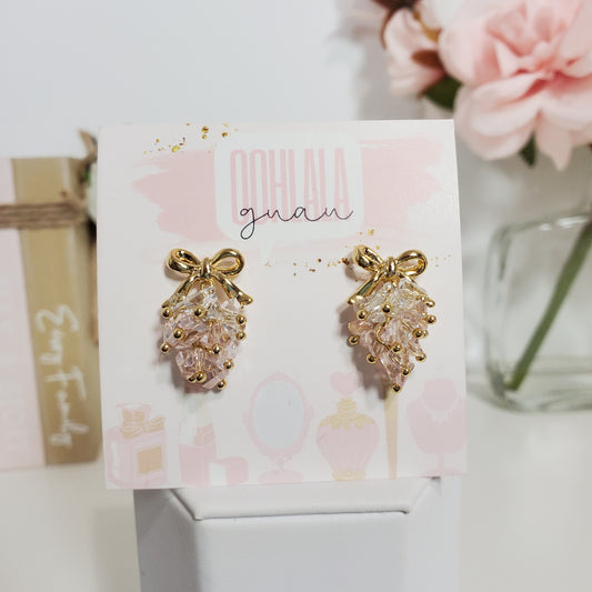 Bow White Pink Earrings